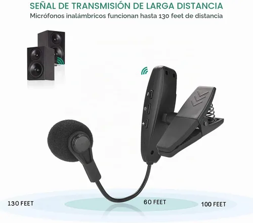 Vista 2 de Micrófono Inalámbrico UHF Clip Condensador Micrófono Cuerno Trompeta Sax Violonchelo Instrument