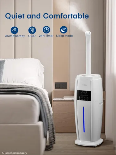 Vista 7 de FOHERE Humidificador de 4.8 galones/18 litros para habitación grande, fácil llenado superior, torre de niebla fría, silenciosos para el hogar