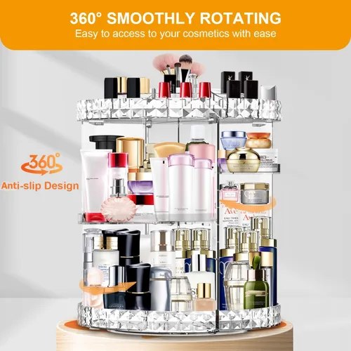 Vista 6 de Organizador de maquillaje giratorio de 360 grados, 7 capas ajustables, organizador de cosméticos de gran capacidad, organizador de maquillaje