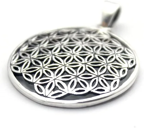 Vista 2 de Colgante de plata de ley 925 con diseño de flor de la vida de COSUMOSU