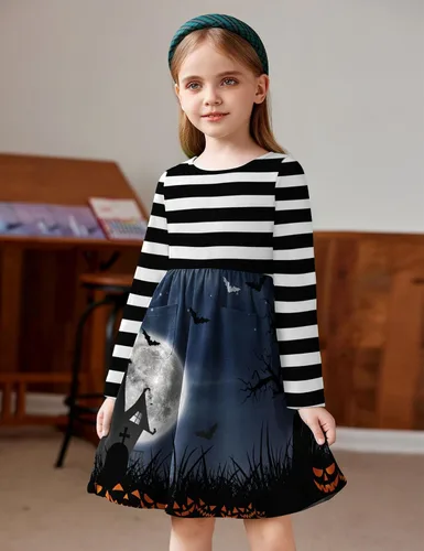 Vista 5 de Arshiner Vestido de manga larga de color sólido casual con bolsillo para niñas pequeñas