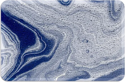 Vista 3 de Tapete de bienvenida con textura de mármol azul marino, antideslizante, tapete de piso para interiores y exteriores, tapete de patio, pintura al