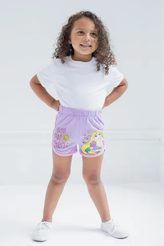 Vista 6 de Disney Moana Rapunzel Tiana French Terry - Paquete de 3 pantalones cortos para niñas pequeñas a grandes