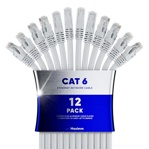 Vista 33 de Maximm Cable Ethernet Cat6 de 7 pies, 10 Gbps 550 MHz, negro, paquete de 12