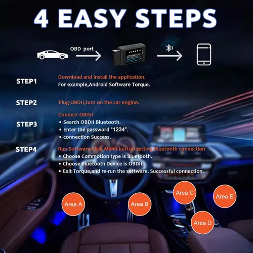 Vista 7 de Obd2 Bluetooth ELM327 v1.4 Escáner con chip original PIC18F25K80, lector de código de automóvil compatible con vehículos de 1996+, funciona