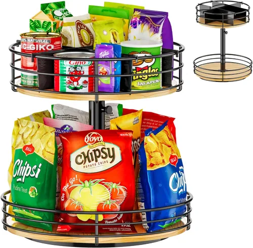 Vista 13 de Lazy Susan - Organizador giratorio de 10 pulgadas, estante de especias giratorio de 360 grados Lazy Susan para gabinete, mesa de comedor, encimera
