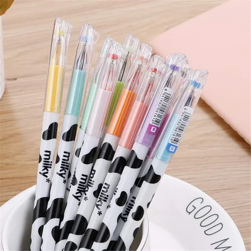 Vista 9 de Yansanido Paquete de 12 bolígrafos de gel con diseño de vaca Kawaii para oficina, escuela, hogar, viajes, regalo para amigos y estudiantes (12)