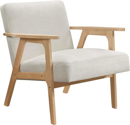Vista 6 de Lexicon Silla decorativa moderna de mediados de siglo,Marco de madera Beige