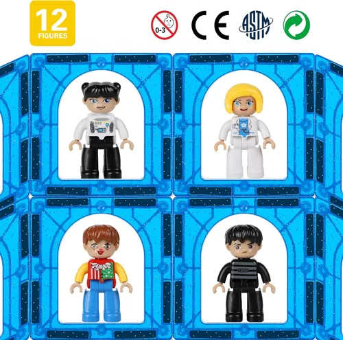 Vista 6 de Figuras Magnéticas Grandes de Personas para Niños, 3 Pulgadas Personas de Juego Magnéticas Compatibles con Lego, 12 Piezas Juguetes Magnéticos