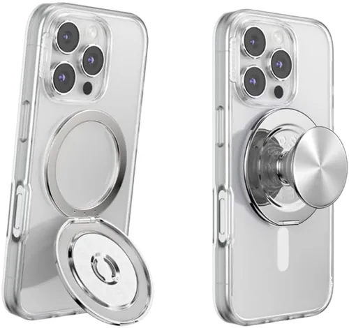 Vista 5 de PopSockets Agarre Kick-Out para MagSafe, Kickstand- Knurl Gunmetal Moleteado Gunmetal