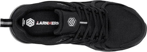Vista 5 de LARNMERN Zapatos deportivos con punta de acero para hombre, doble amortiguación de aire, antideslizantes, zapatos de seguridad para trabajo