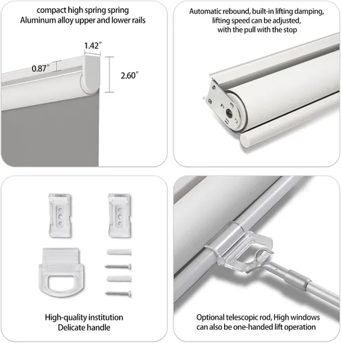 Vista 7 de Boolegon Persianas enrollables opacas para ventanas, sin cordón, con aislamiento térmico, protección UV, persianas de tela para puerta francesa