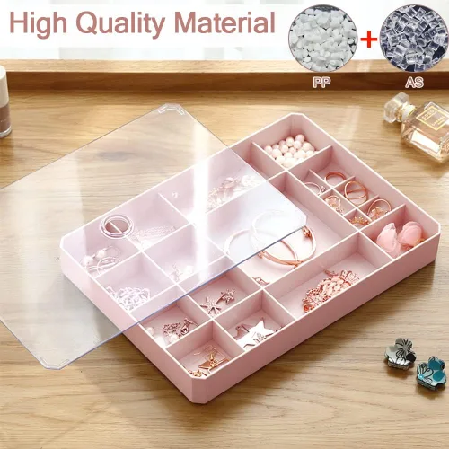 Vista 3 de Organizador apilable de joyas, organizador de joyas con tapa transparente, caja de joyería simple para cajón, aparador, para collares, pulseras