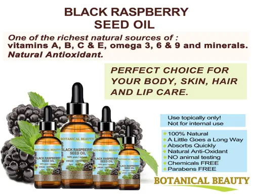 Vista 6 de Botanical Beauty Aceite de semillas de frambuesa negra, 100% puro, natural, sin diluir, virgen, sin refinar, aceite portador prensado en frío