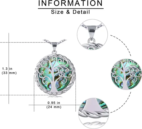 Vista 9 de SmileBelle Tree of Life Necklace as Birthday Gifts for Mom Grandma, Mom Gifts for Stepmom as Bonus Mom Gifts From Daughter, Silver Mother in Law
