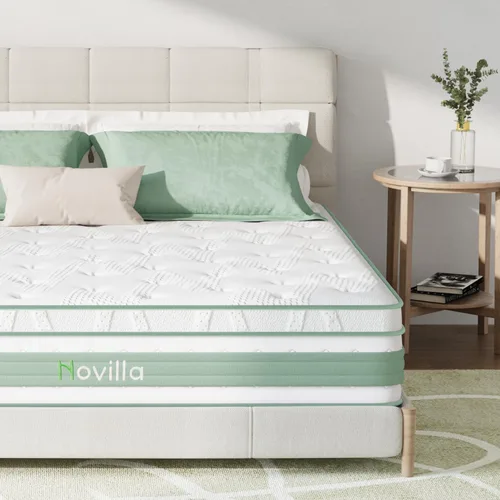 Vista 19 de Novilla Colchón individual de 6 pulgadas, Bonnell Spring Hybrid con soporte Blanco