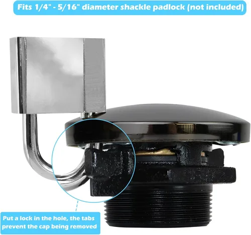 Vista 5 de Tapa de combustible con ventilación para tanque de transferencia, con cuello roscado de 2 pulgadas, Tapa de tanque de combustible diésel