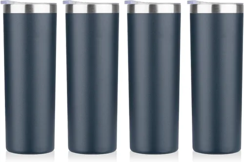 Vista 18 de HASLE OUTFITTERS Juego de vasos delgados de 20 onzas a granel, vasos delgados aislados de acero inoxidable con tapas, tazas de café reutilizables