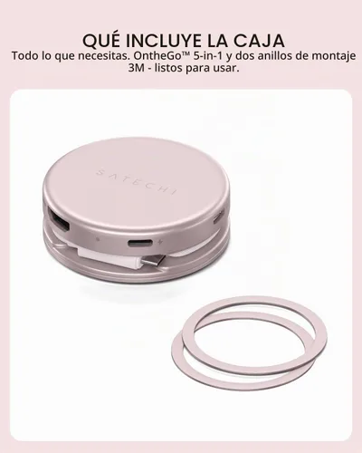 Vista 8 de Satechi OntheGo Hub USB-C 5 en 1, adaptador multipuerto, HDMI 4K/60Hz, carga de paso PD de 60 W, lector de tarjetas SD, USB-A y USB-C de 5 Gbps