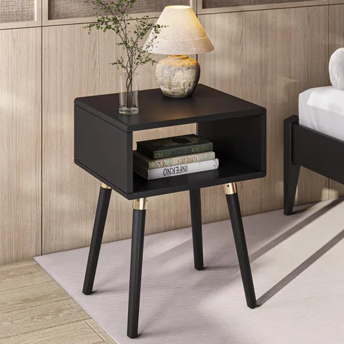 Vista 28 de Bme Dinkee - Marco de cama de plataforma Queen de madera de 15 pulgadas, marco de cama de madera maciza, estilo moderno y minimalista, soporte de 12