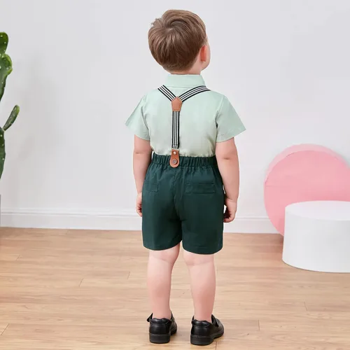 Vista 4 de SOLOYEE Conjunto de ropa formal para bebé, conjunto de ropa formal de manga corta y corbatín para niño