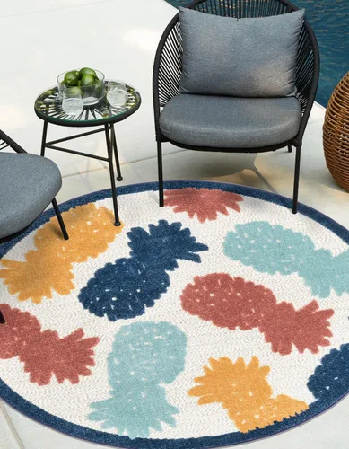 Vista 9 de Unique Loom Belize Outdoor Collection - Alfombra rectangular de 2 x 3 pies 1 pulgada, color negro y rojo óxido