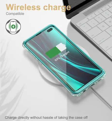 Vista 5 de SURITCH Funda transparente para Samsung Galaxy S10 Plus (solo 6.4 pulgadas), [protector de pantalla integrado] protección de cuerpo completo a Verde