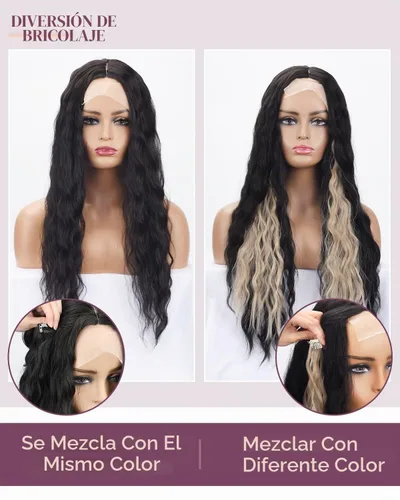 Vista 4 de LONAI - Extensiones de cabello con clip, 6 piezas, rizadas, de 24" de largo, sintéticas, para mujer, color rubio ceniza natural