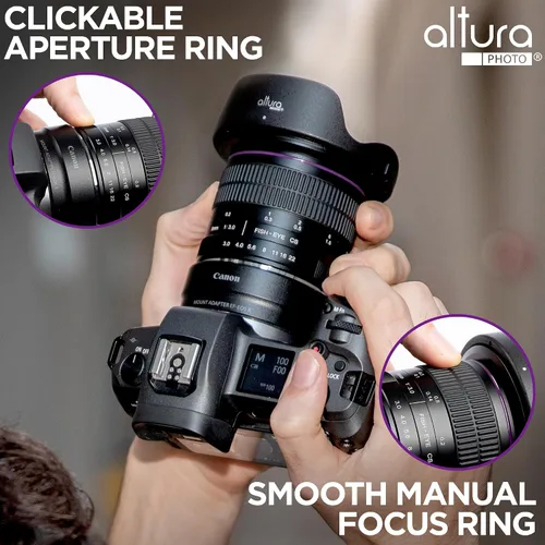 Vista 5 de Altura Photo 8mm f/3.0 Lente gran angular profesional asférica Fisheye para Canon EOS 90D 80D 77D Rebel T8i T7 T7i T6i T6s T6 T100 SL2 SL3 cámaras