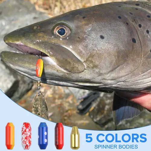 Vista 6 de Fishing Spinner Lure Bodies Kit, Painted Brass Lure Bodies for Spinner Making Lure Weights Assortment Inline Spinnerbaits Fishing Lure Making