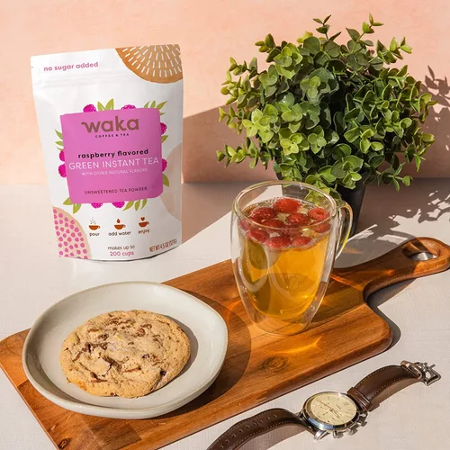 Vista 4 de Waka - Mezcla de té instantánea, paquete de 3 bolsas, 100% sin aditivos, polvo de té sin azúcar, frambuesa, mango, granada (4.5 onzas cada uno)