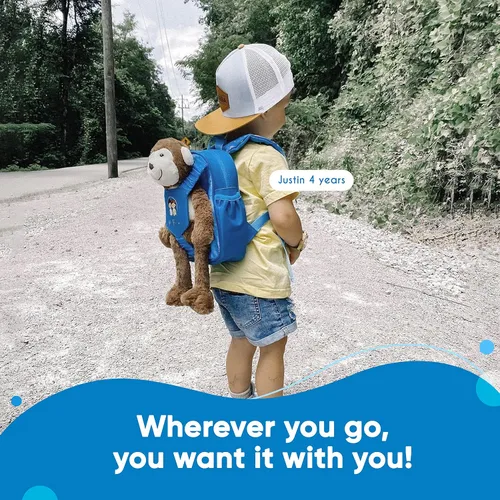 Vista 7 de Regalos para niños de 3 años Mochila para niños pequeños, mochila de animales de peluche de mono, regalos de cumpleaños para niños de 3 años