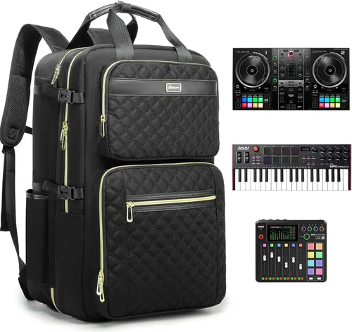 Vista 9 de Rabjen Mochila DJ para Club Gigs, funda mezcladora de DJ compatible con Pioneer DDJ-SR2, Pioneer DDJ-FLX6-GT, RANE ONE y más equipos