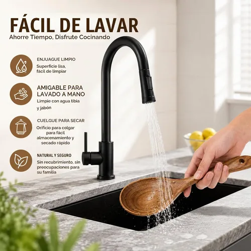 Vista 5 de Juego de utensilios de cocina de madera de teca prémium de 8 piezas, resistentes al calor, ligeras y resistentes, cucharas de madera para utensilios