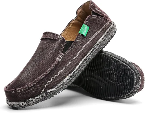 Vista 5 de JAMONWU Zapatos de lona para hombre sin cordones antideslizantes informales planos para exteriores mocasines casuales