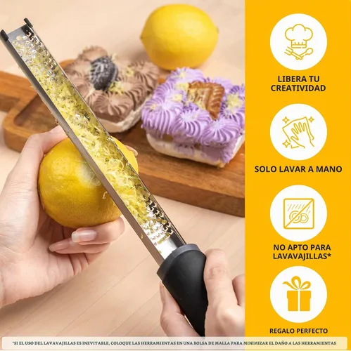 Vista 5 de Juego de 7 piezas de herramientas de chapado en negro (utensilios de chef profesionales) Kit de chef con 3 cucharas de chapado, 3 pinzas