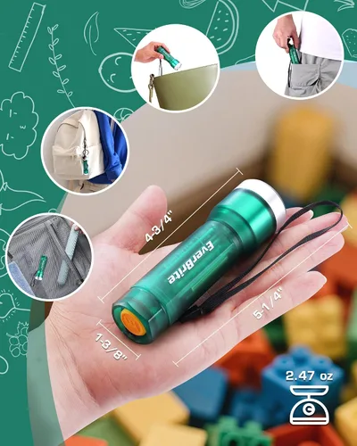 Vista 2 de EverBrite Mini linterna, luz LED con 3 modos, 3 pilas AAA incluidas, linterna pequeña resistente al agua para emergencias y campamento, verde