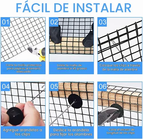 Vista 5 de Protección para Panel Solar, Rollo de 10 cm X 30 m de Malla Protectora para Panel Solar con Recubrimiento de PVC, Disuasorio de Palomas Negras