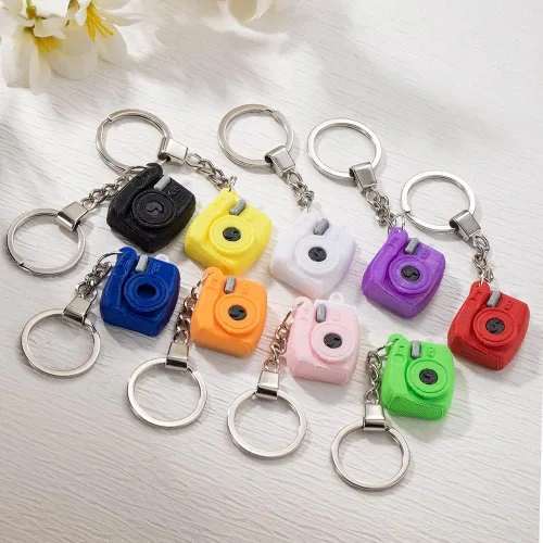 Vista 4 de Llavero de mini cámara con foto personalizada, regalos para amigos, amantes de niños, llaveros personalizados para fotos para mujeres, llavero