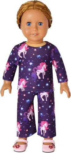 Vista 6 de Pijamas a juego para muñecas y niñas conjunto de pijamas de unicornio de algodón para niños pijama