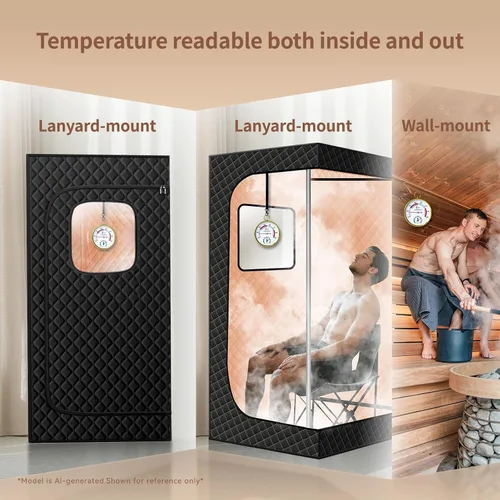 Vista 2 de Termómetro de sauna Fahrenheit e higrómetro, cordón mejorado montado para caja de sauna de vapor portátil, ideal