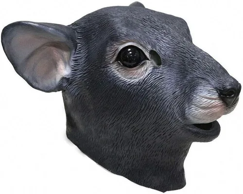 Vista 4 de Máscara de látex realista de cabeza de ratón de látex, disfraz de Halloween, rattus, rattus, rata, fiesta, adulto, ratón gigante, negro, Negro