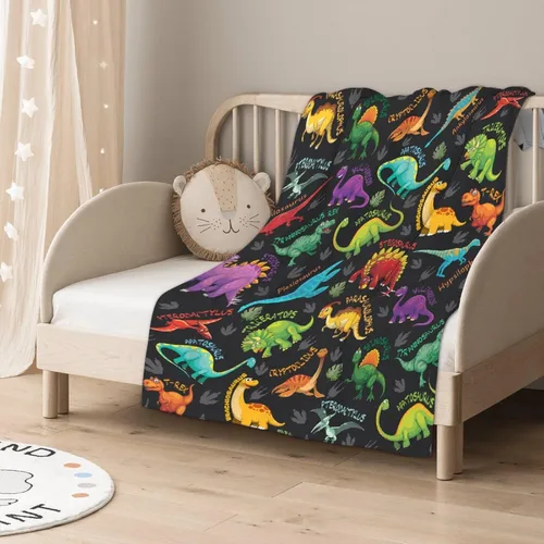 Vista 5 de Manta de dinosaurio para regalo, manta de franela ultra suave y acogedora, manta de forro polar ligera y mullida, manta de felpa cálida para sofá