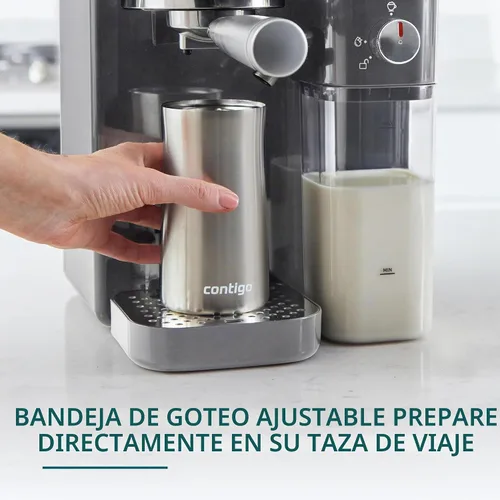 Vista 4 de Mr. Coffee Prima Latte Luxe, café expreso individual/doble, capuchino, máquina de café con leche con espumador optimizado y práctico panel
