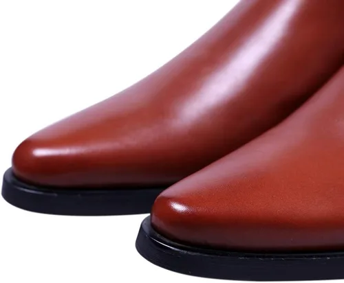Vista 5 de Santimon Botas de Tobillo de Cuero Genuino para Hombre, con Cremallera, Puntera Puntiaguda, Botas Casuales de Moda