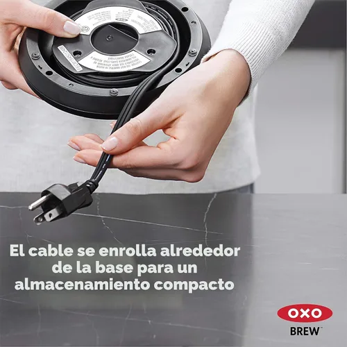 Vista 9 de OXO Hervidor eléctrico de vidrio, inalámbrico, de acero inoxidable