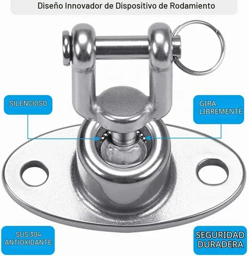 Vista 4 de BeneLabel - Kit de cadenas de oscilación para neumáticos, rotación de 360°, resistente con cadenas recubiertas y ganchos para columpios