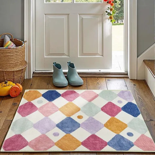 Vista 83 de jinchan Alfombra a rayas de 2 x 3 para entrada, alfombra de cocina, tapete pequeño, antideslizante, ligero, de bajo perfil, decoración para entrada