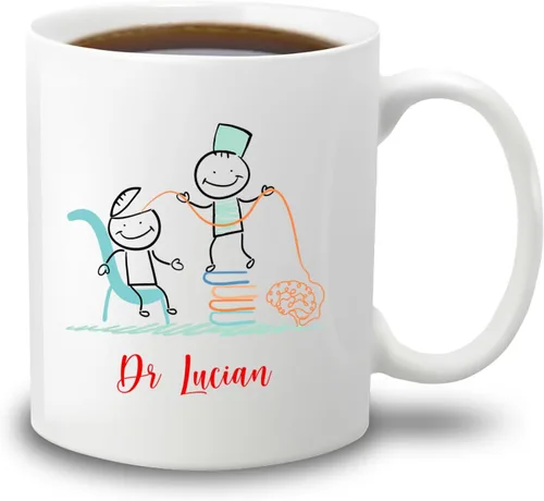 Vista 12 de Taza de café personalizada para psiquiatra jubilada, regalo para el abuelo y la abuela, "A Truly Great Psychiatist Is Hard To Find Difficult To Part