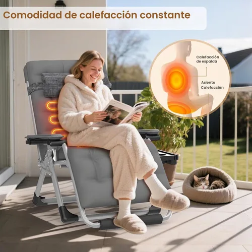Vista 6 de Suteck Heated Zero Gravity Chair, 33" XXL Oversized Reclining Lounge Chairs Gris fósil.